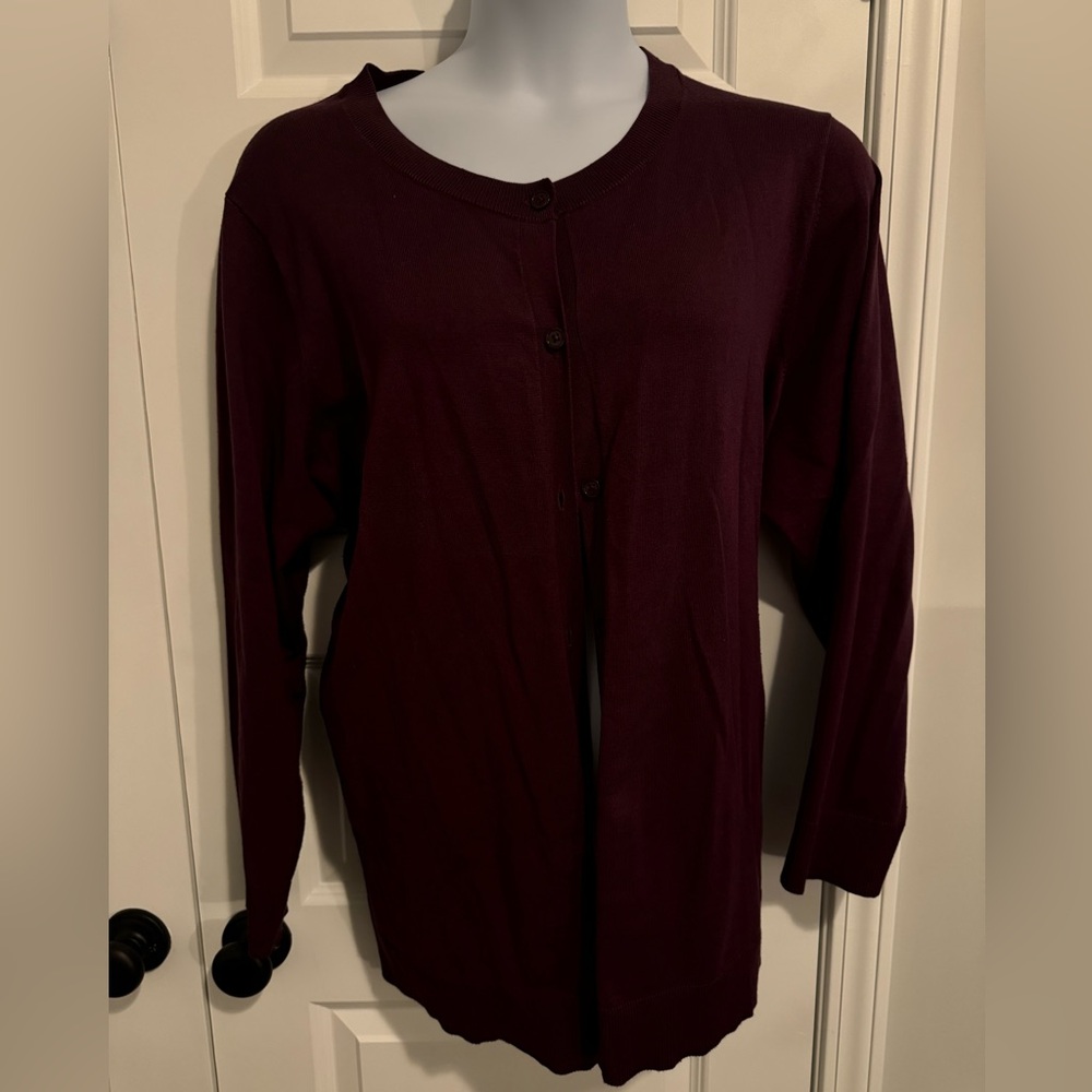 Lane Bryant Cardigan Sweater. Size 26/28.  Purple. Long Sleeve. Button front.